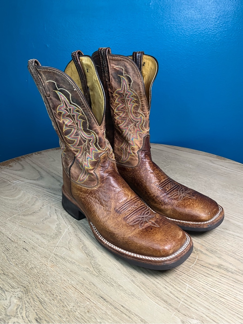 Tony Lama Men’s Western Cowboy Boots Square Toe Slip Resistant Leather Size 10D